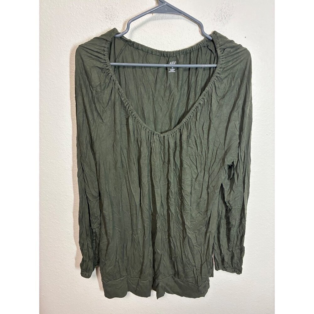a.n.a. A New Approach Blouse Casual Off Shoulder Boho Green Size 2X BD1